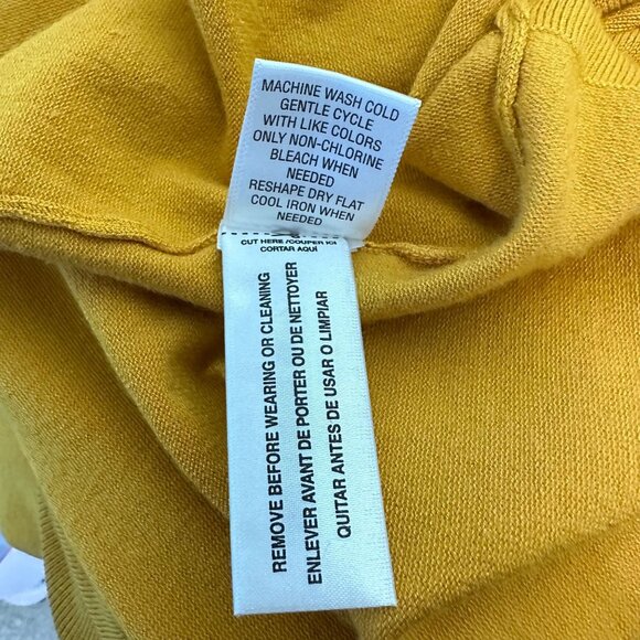 Laura Ashley Womens Gold Open Front 3/4 Sleeve Sweater Cardigan Size M - Picture 8 of 8